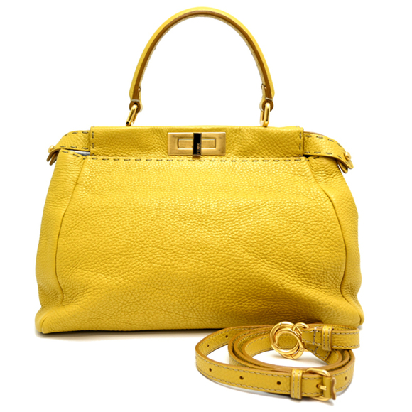FENDI Handbags - Fendi Peekaboo Medium Selleria Women's Handbag 8BN226 Leather Yellow